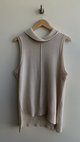 Tribal Cream Front Seam Knit Sleeveless Cowl Neck Top - Size Large