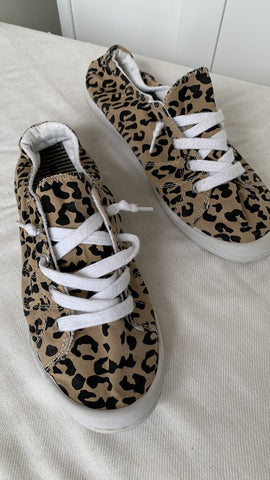Soda Leopard Print Laced Slip-On Sneaker - Size 10