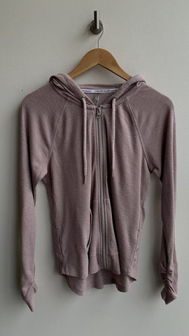 Calvin Klein Mauve Zip Front Waffle Hoodie - Size Small