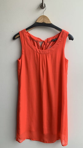 Street One Neon Orange Sheer Lined Sleeveless Dress - Size 34 (Small)