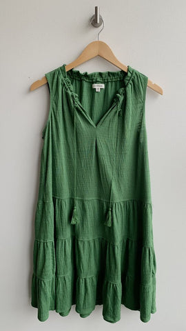 Max Studio Green Tiered Tassel Collar Sleeveless Dress - Size X-Small