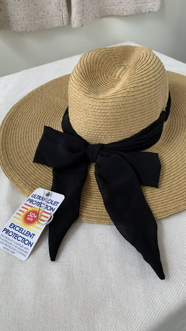 Kooringal Australia Natural Wide Brim Kimberly Black Bow Hat - One Size (NWT)