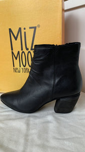 Miz Mooz Black Leather 'Ashton' Pointy Toe Bootie - Size 37