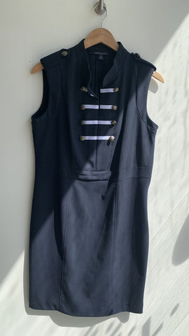 Insight Navy Military Button Sleeveless Sheath Dress - Size 10