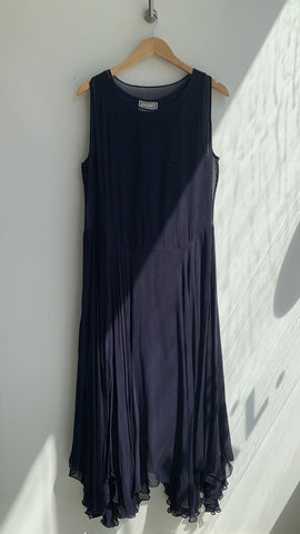 April Cornell Navy Sheer Overlay Sleeveless Maxi Dress - Size Medium