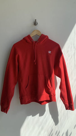 Champion Red Chest Logo Hoodie - Size Large