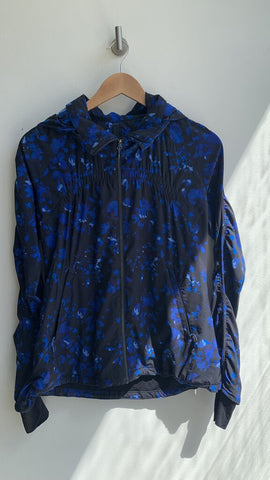Lululemon Black/Blue Printed Hooded Lined Athletic Jacket - Size S/M (Estimated)