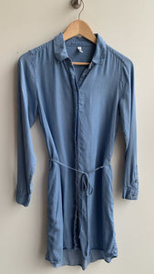Soyaconcept Chambray Blue Button Front Long Sleeve Shirt Dress - Size Small