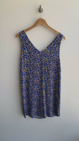 Gap Blue Floral Print Sleeveless Dress - Size Medium