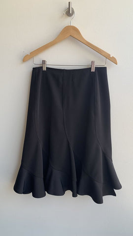 Nueva Black Curved Stitch Ruffle Hem Skirt - Size 8