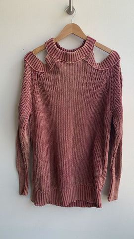 Free People Rust Cold Shoulder Knit Sweater - Size Medium