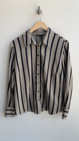 Dynamite Black/Taupe Stripe Button Front Shirt - Size X-Large