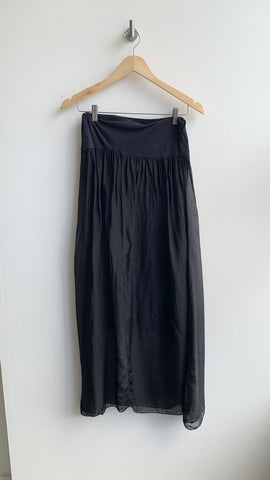 M Made in Italy Black Sheer Overlay Maxi Skirt - Size Medium