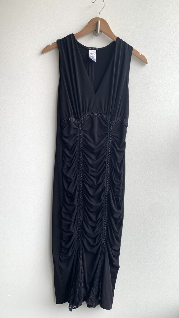 Powerline Black Rouched Laced Front Sleeveless Dress - Size 10