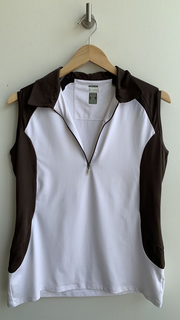 Lopez Brown/White Sleeveless Golf Shirt - Size Medium