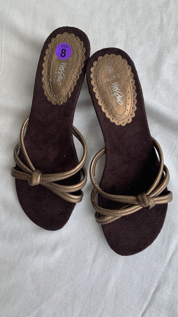Mossimo Bronze Strappy Slip On Heels - Size 8