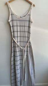 Ripcurl Cream/Black Stripe Belted Maxi Dress - Size X-Large