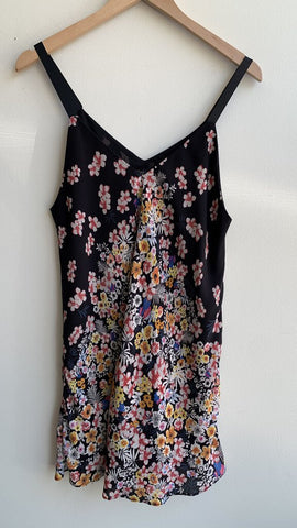 Dex Black Floral Mesh Overlay Skirt - Size Medium