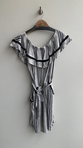 Black/White Stripe Off-the-Shoulder Dress - Size Medium