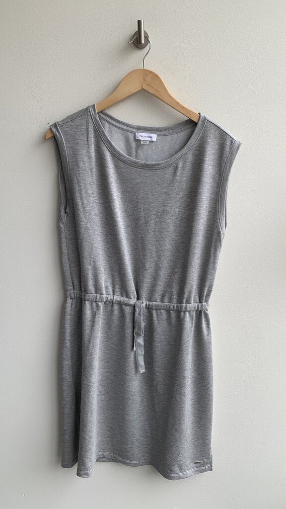 Calvin Klein Heathered Grey Drawstring Waist Dress - Size Medium