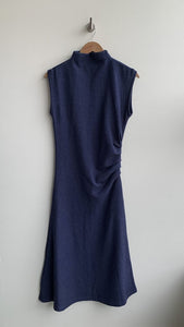OGL Dark Denim Blue High Neck Rouched Maxi Dress - Size Medium