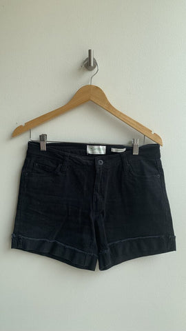 Regeneration Black 'Meadow' Faux Roll Fringe Denim Shorts - SIze 25