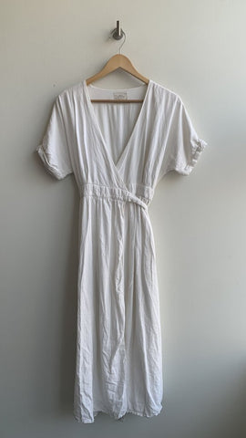 Urban Outfitters White Short Sleeve Wrap Midi Dress - Size X-Small