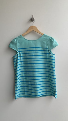 Loft Mint/Blue Stripe Cap Sleeve Top - Size X-Small