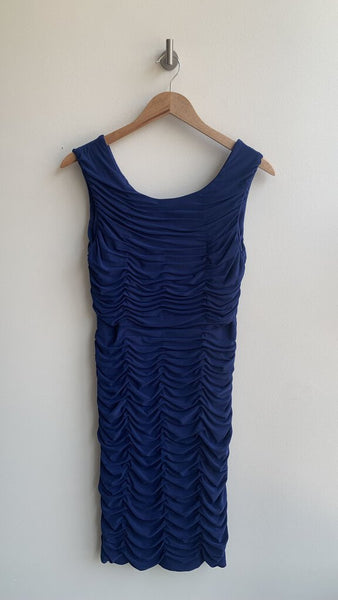 Frank Lyman Navy Rouched Sleeveless Dress - Size 6