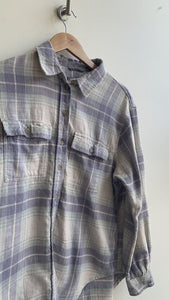 American Eagle Purple/Blue Button Front Flannel Shirt - Size X-Small