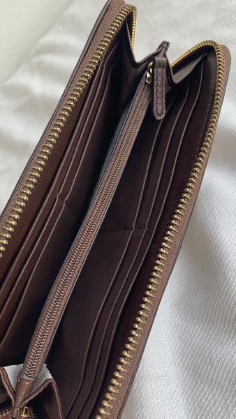 Michael Kors Brown MK Monogram Zip Wallet