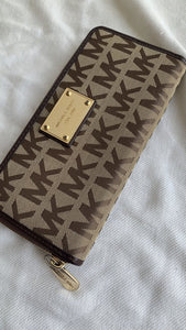 Michael Kors Brown MK Monogram Zip Wallet