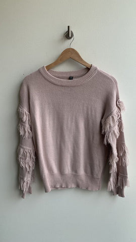 Design Lab Dusty Pink Fringe Tiered Sleeve Sweater - Size X-Small