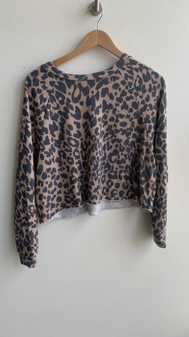 Project Social T Leopard Print Cut-Off Pullover Sweater - Size X-Small