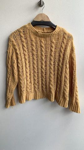 American Eagle Yellow Chenille Cableknit Sweater - SIze X-Small