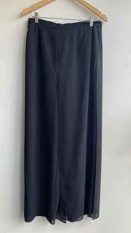 Onyx Night Black Wide Leg Sheer Overlay Pants - Size Large