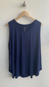 Blue Sky Navy Sleeveless Curved Hem Tank - Size 1X