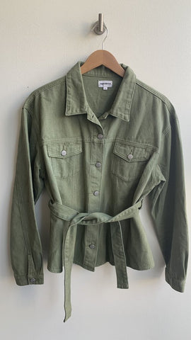 Superdown Army Green Belted Canvas Jacket - Size Large