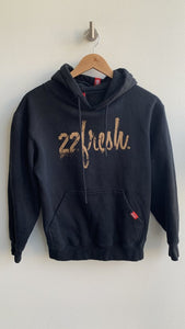 22Fresh Black Kangaroo Pocket Logo Hoodie - Size X-Small