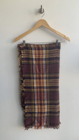 Brown Plaid Blanket Scarf