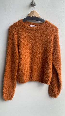 24Colours Pumpkin Orange Eyelash Knit Pullover Sweater - Size Large