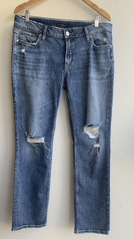 Silver Jeans Mid-Blue Distressed 'Elyse' Straight Leg Jeans - Size 31