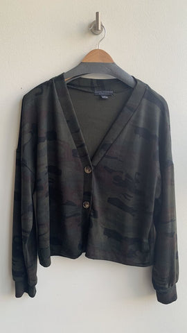 Social Standard by Sanctuary Green Camo Print Button Front Cardigan - Size Large