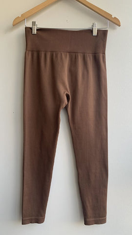 Brown Ribbed Leggings - Size Large