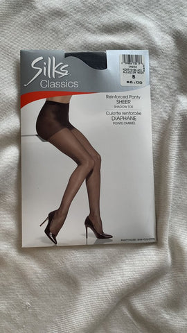 Silks Classic Black Sheer Pantyhose - Size B (NIB)