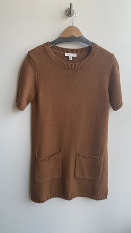 She + Sky Brown Knit Short Sleeve Front Pocket Dress - Size Small