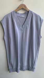 Zara Blue V-Neck Cap Sleeve Sweatshirt Dress - Size Large