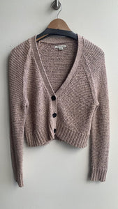 American Eagle Blush Melange Knit Cropped Button Front Cardigan - Size X-Small