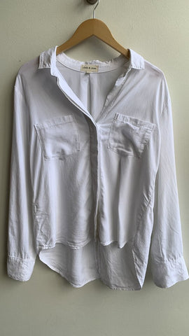 Cloth & Stone White Long Sleeve Button Front Shirt - Size Large