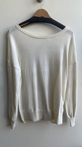 Pre-Owned Yaya Cashmere Mix Vanilla Open-Back Sweater - Size Large